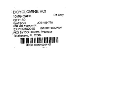 Label Image 10mg (Dicyclomine HCl 10mg(watson))